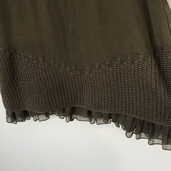 Free People XS Sheer Brown Peasant Boho Mini Shift Dress Embroidered Crochet - Picture 7 of 13